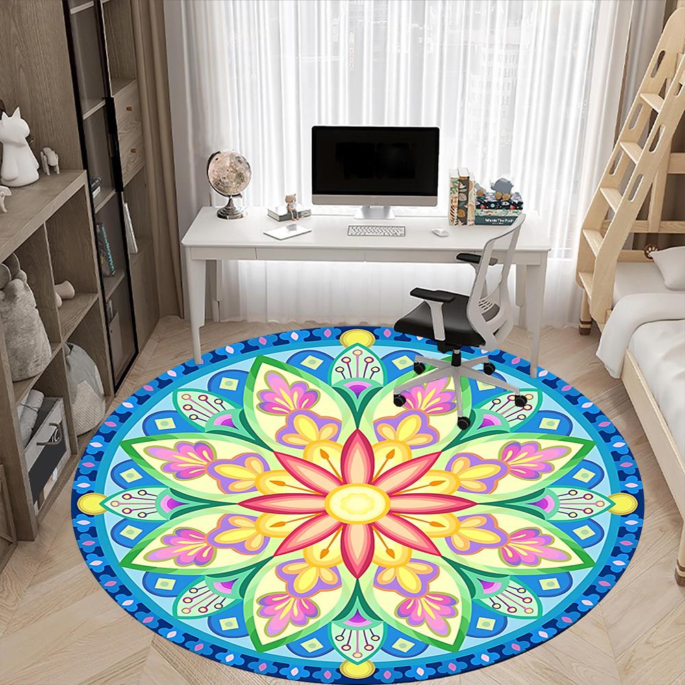 1pc Mandala Artwork Chair Carpet for Office, Non Slip, Soft and Durable Office Rug for Interior Decoration