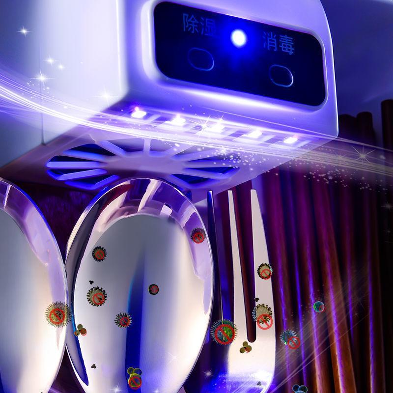 Uv Disinfection Cabinet Kitchen Wall-Mounted Fork Spoons Disinfection Chopstick Rest Drain Rack