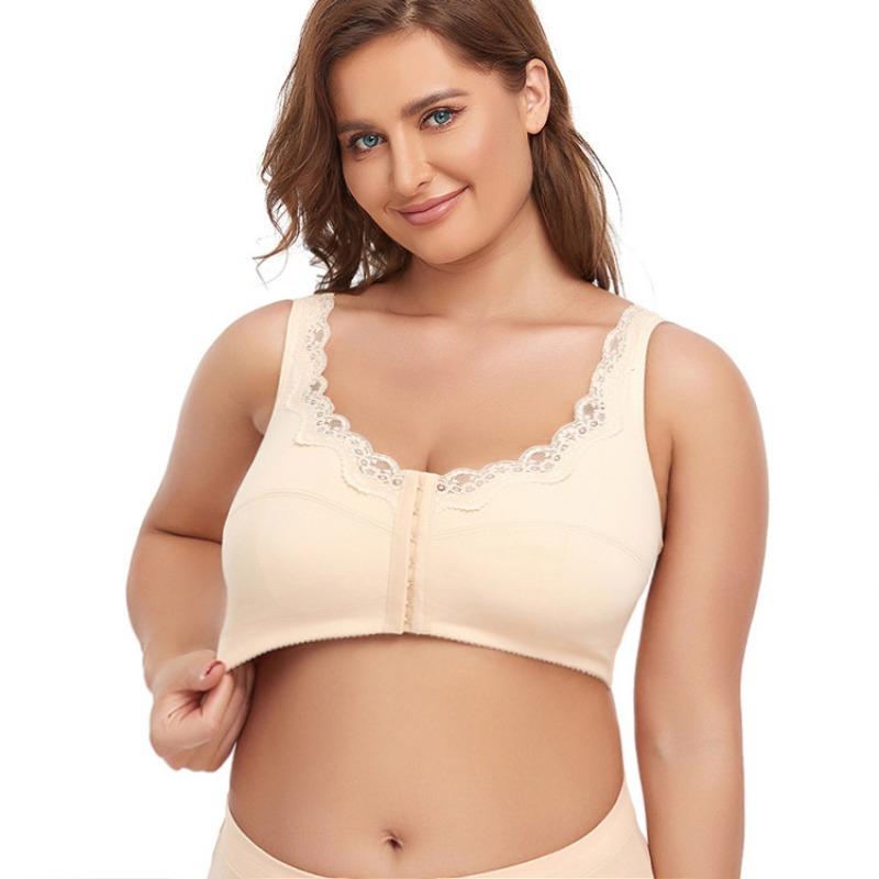 Wire-free Lace Large Cup Thin Plus Size Underwear European and American Large Size Bra