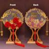 Vintage Chinese Wedding Dress Hanfu Decorative Fans Bridal Round Hand Fans Dragon Phoenix Handmade Gold Red Photography Fan Prop