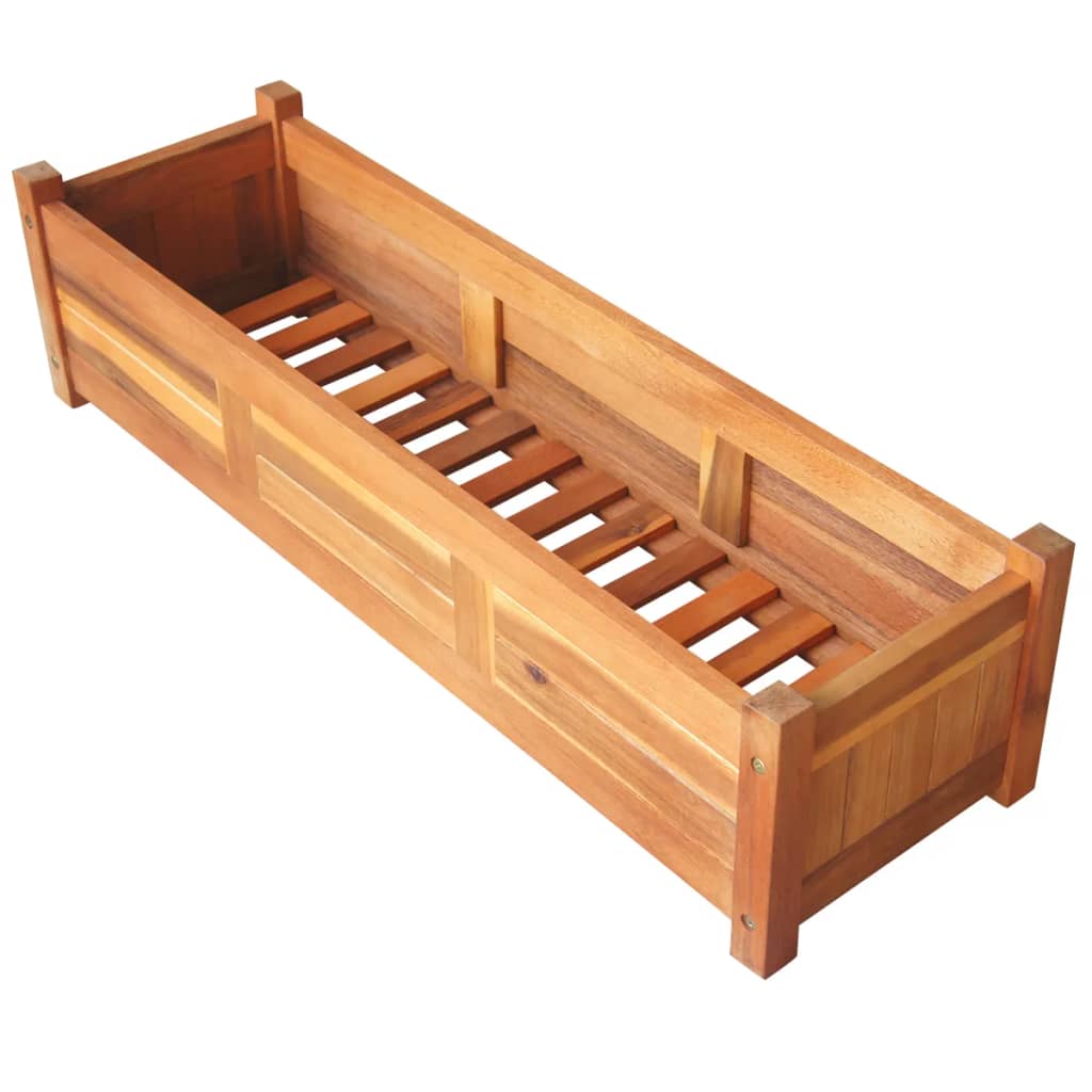 Garden Raised Beds 2 Pcs Acacia Wood 100 X 30 X 25 Cm