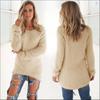 Herbst Winter Damen Warmer Pullover Einfarbig Langarmpullover Rundhals Locker Baumwolle Gestrickter Pullover Langer Pullover Lässige Oversize Bluse Damen