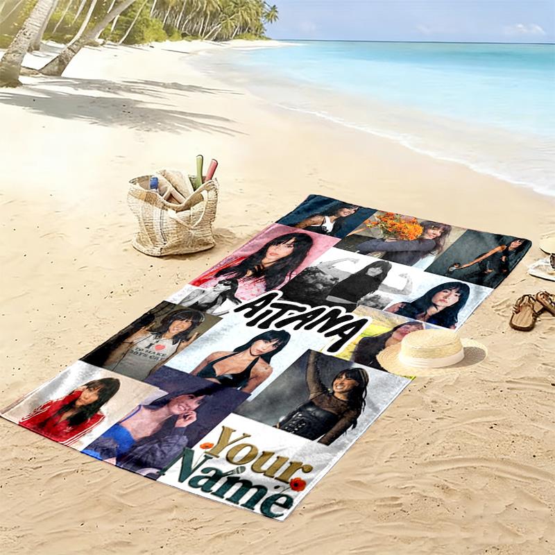 Name Custom Aitana Ocana Print Beach Towel, Large Soft Quick Dry Towel for Beach Camping Swimming