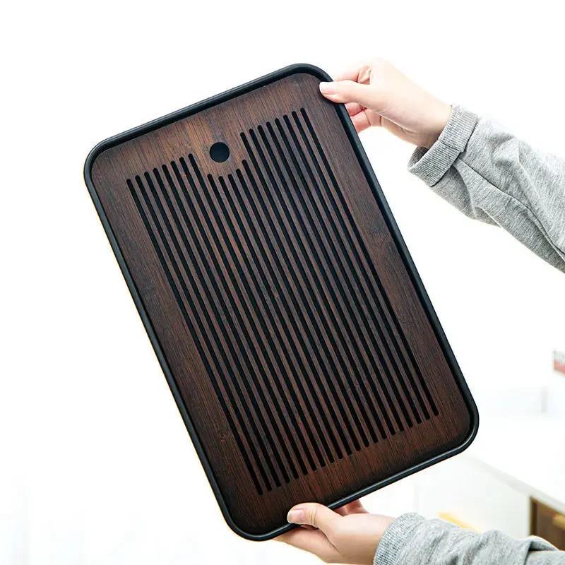 Bamboo Tea Tray Home Living Room Storage Japanese Rectangular Teaware