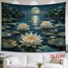 2D Flat - 2D Flat - 1pc 2D Flat Tapestry Moonlit Lotus Pond Serene Scene with Full Moon Reflection