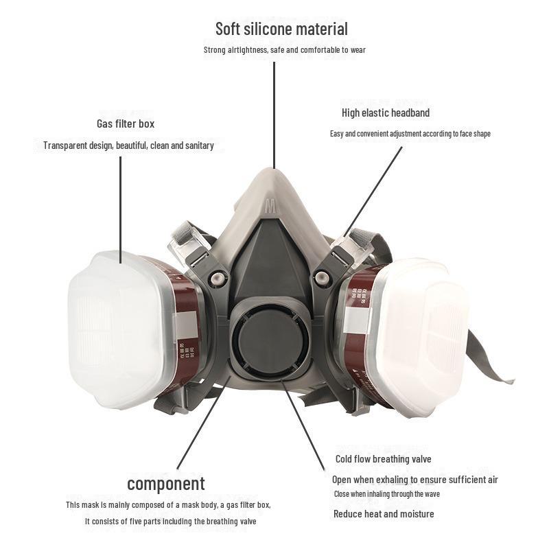6200 Full-Face Gas Mask for Dustproof Grinding, Spray Painting, and Chemical Protection