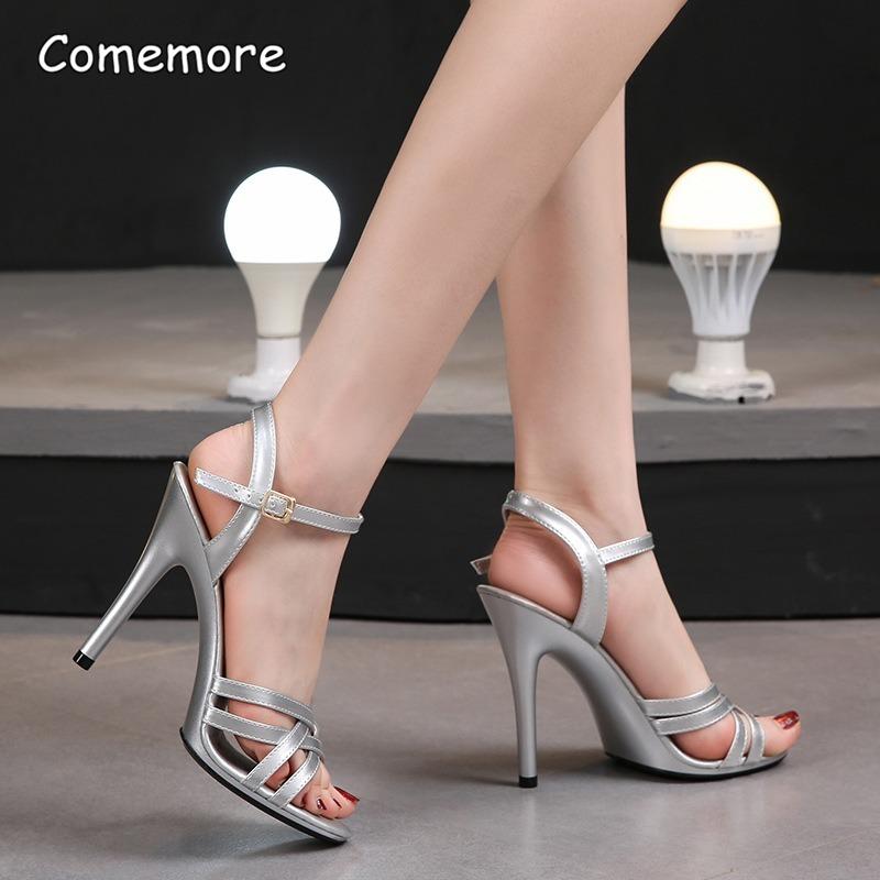 11CM Damenschuhe Offene Zehenpartie Knöchelriemen Damen Mode Sandalen Sexy High Heel Sandalen Größe 34-43 Sandalias De Mujer Frau High Heels