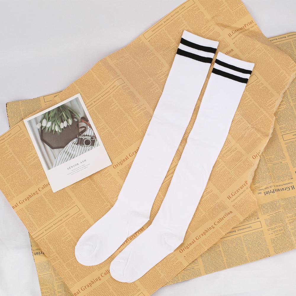 Long Socks With Three Stripes And Over The Knee College Style Performance Dance Women's Pressure Cotton Stocking