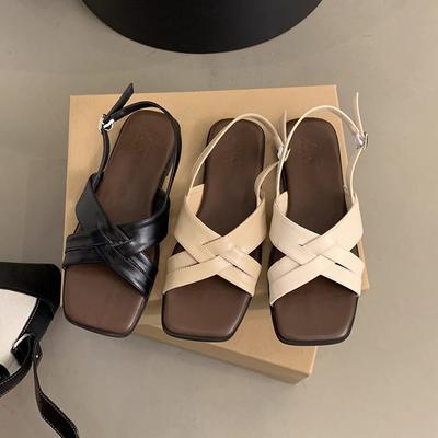 34-45 grote maat Romeinse sandalen dames zomerkleding nieuw Frans adembenemend retro feeënstijl platte strandschoenen