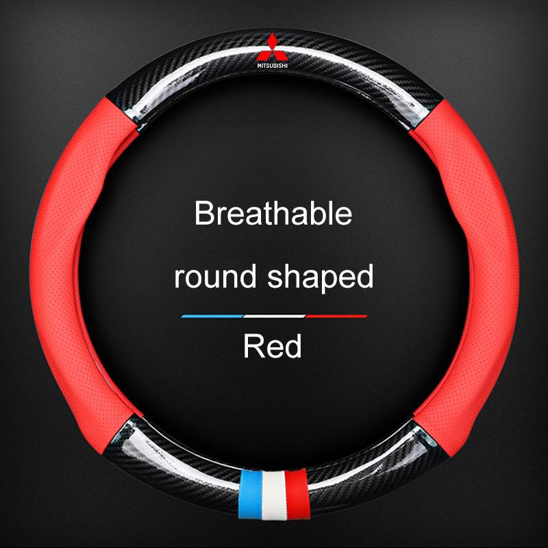 Car Steering Wheel Cover Breathable Anti Slip PU Leather Steering Cover For Mitsubishi Lancer Ralliart 10 3 9 EX Outlander 3 ASX L200 Accessories