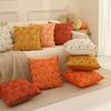 Decorative Square Throw Pillow with Embossed Pumpkin Pattern Soft Textured Fabric Cover and Insert for Seasonal Home Accent Cushion