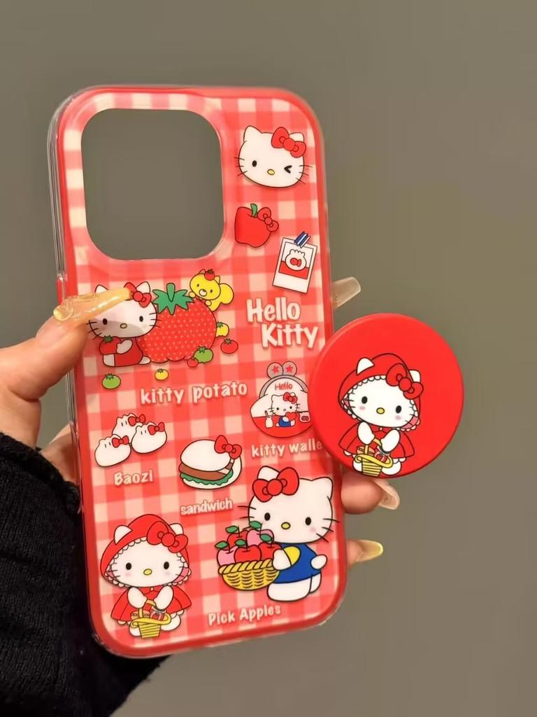 Magnetic Shake Kitty Holder Hello Kitty Case For Samsung Galaxy S26 Ultra S25 S24 S23 S22 Ultra Plus FE Flip 7 6 5G Phone Cover