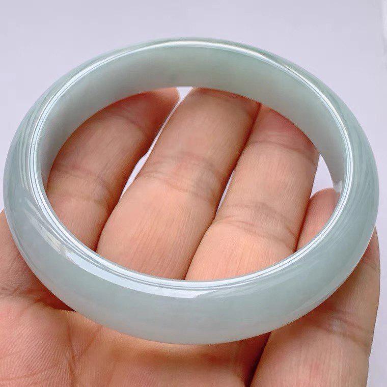 Ледяной Нефритовый Зеленый Плавающий Браслет - Натуральный Бирманский Нефрит 56