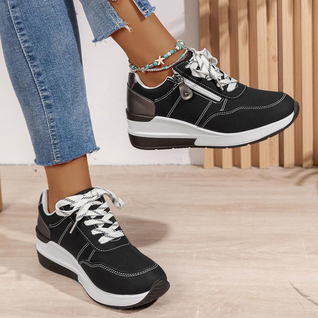 Women's Casual Sports Shoes Fashion Versatile Large Size Casual Sports Shoes Slope Heel Platform Casual Shoes