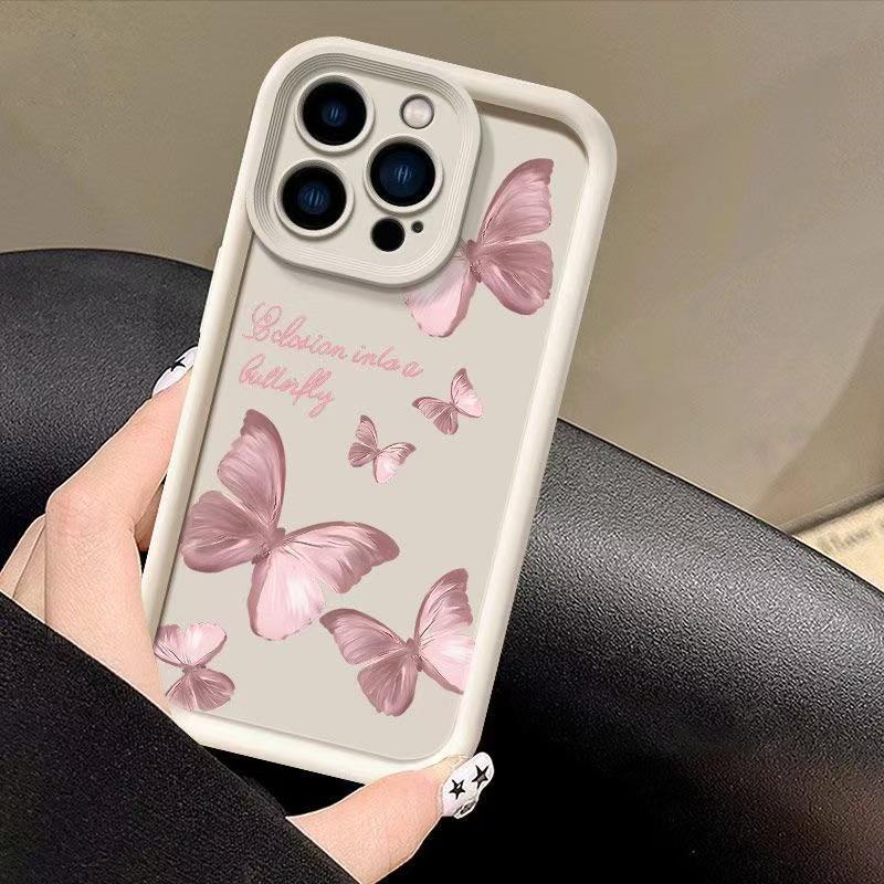 Trendy Pink Butterfly iPhone Case for Models 13 to 17