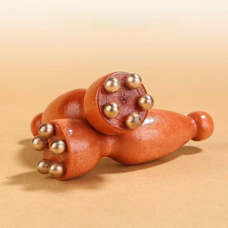 Professional Lotus Seedpod Beauty Brass & Rosewood Facial Gua Sha Tool Eye Relaxation Spot Meridians Acupoint Massage Handheld