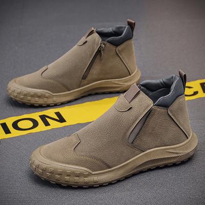 2025 Autumn New Men's High-top Board Shoes Construction Site Tooling Shoes Wear-resistant Labor Insurance Shoes Men's Shoes One-pedal Men's Shoes