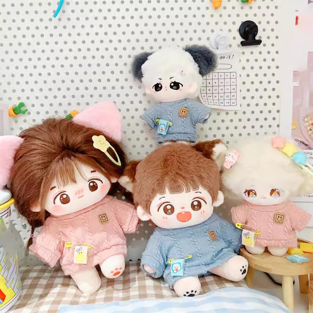 Niannyyhouse Brinquedo de Pelúcia de 10cm com Padrão de Desenho Animado Suéter de Malha Vestido Suéter Acessórios de Boneca de Algodão para Fantasia (Azul)