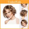 High Temperature Fiber Short Curly Wig For Women With Stylish Side Bangs In Mixed Color