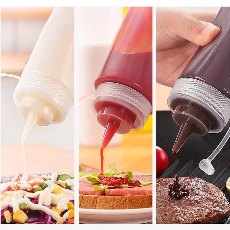 240ML480ML Squeeze Bottles for Ketchup Mustard BBQ Sauces Olive Oil Dispenser Kitchen Tools Durable Leakproof