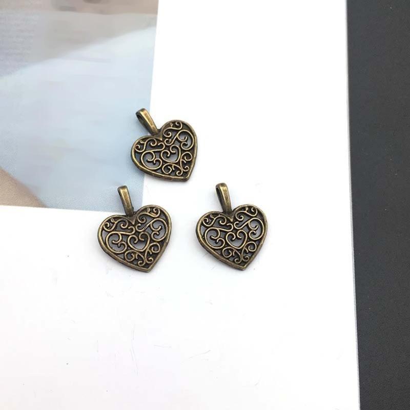 Vintage Alloy Heart Charm Pendant For Handmade Necklace Jewelry Accessories Lightweight Crafting Supplies