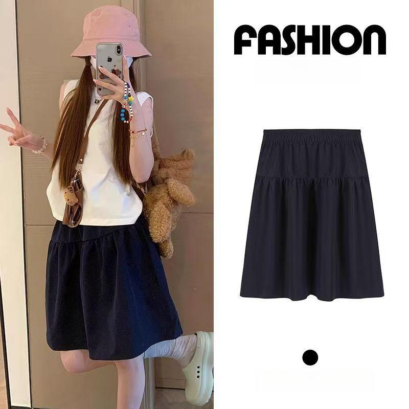 WTEMPO Womens Elastic High Waist Tiered Mini Skirt with Shorts Underneath Cute Boho Pleated Ruffle Skirt with Pockets