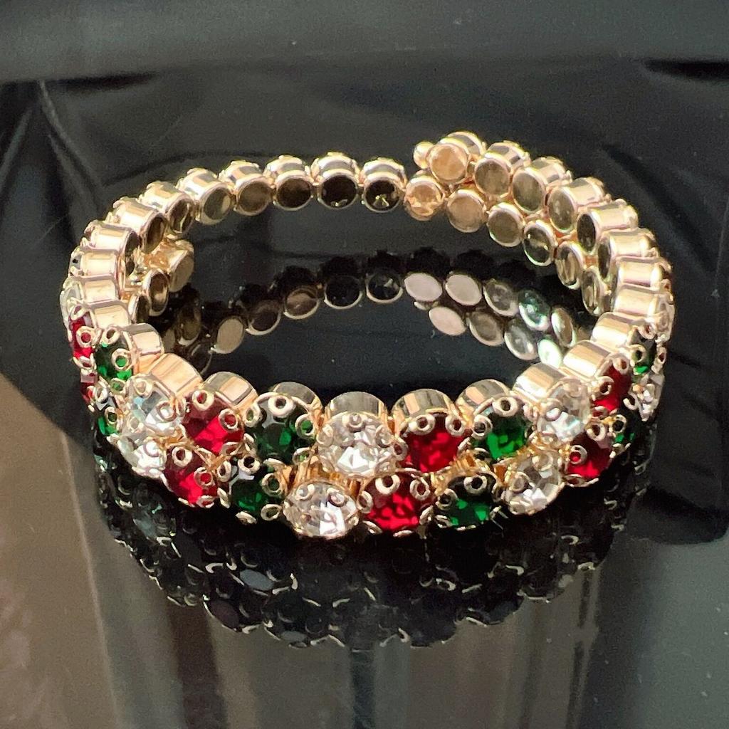 Bridal Bracelet AB Rhinestone Wrapped Full Diamond Open Bracelet Crystal Bracelet Accessories