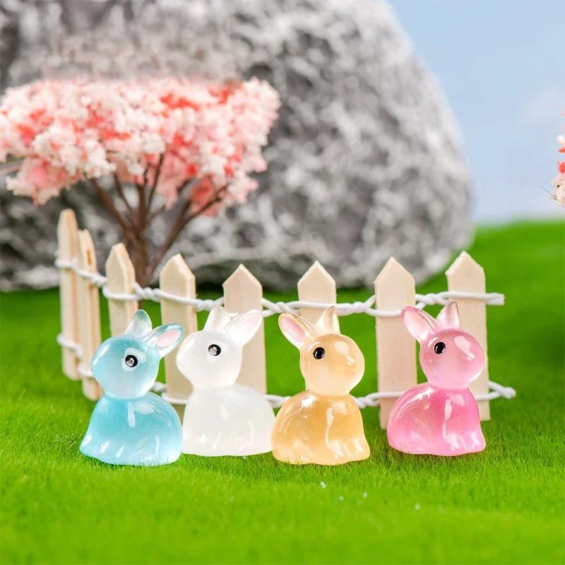 Cute Luminous Mini Rabbit Ornaments Multicolor Bunnies Microlandscape Gardening New Home Decor Fairy Miniature Figurines