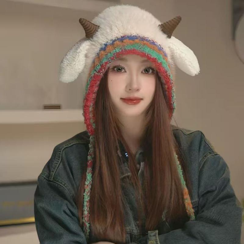 Korean Cute Plush Hat Autumn And Winter Warm Knitted Earmuffs Cold-Proof All-Match Hat