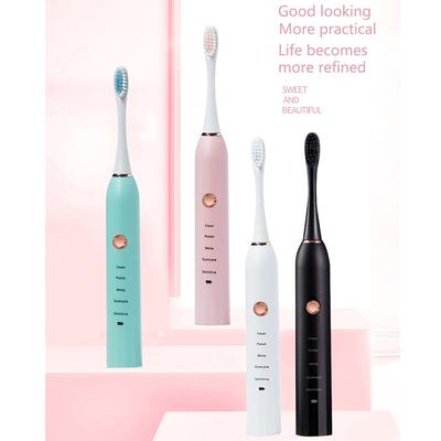 Rechargeable Electric Toothbrush Black White Sonic Remove Tartar Oral Hygiene IPX7 Waterproof with Replacement Head Gift Aldult
