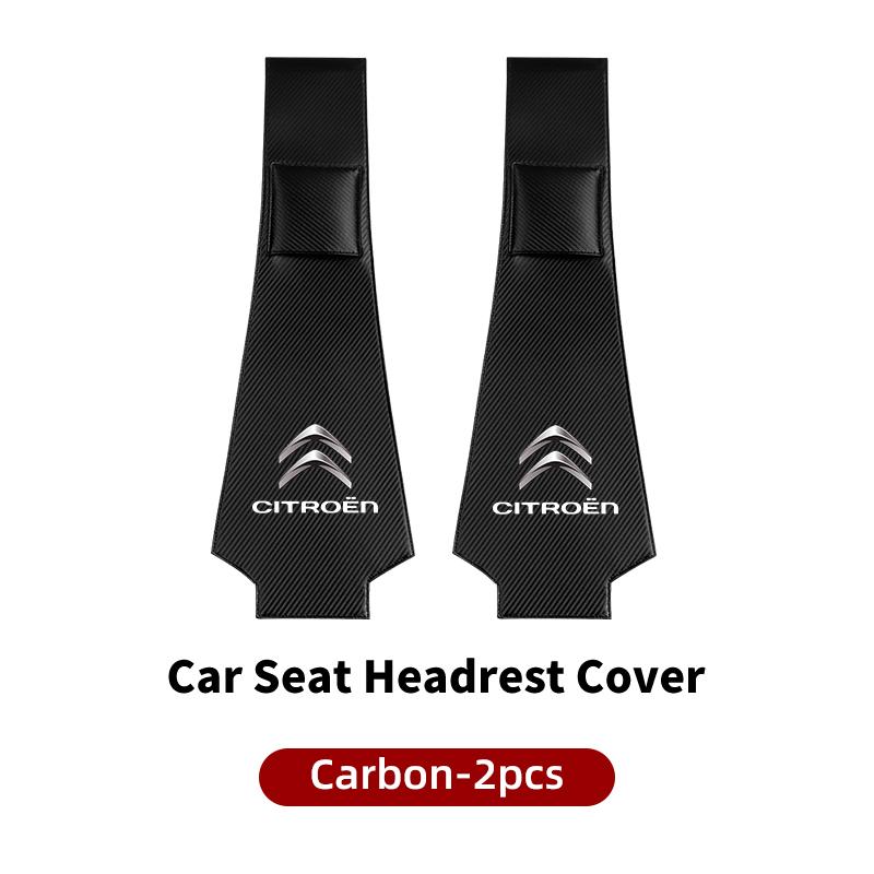 2Pcs Car Styling Neck Pillowcase Leather Headrest Storage Cover For Citroen C4 C3 C5 C1 C2 Berlingo Celysee Cactus Picasso