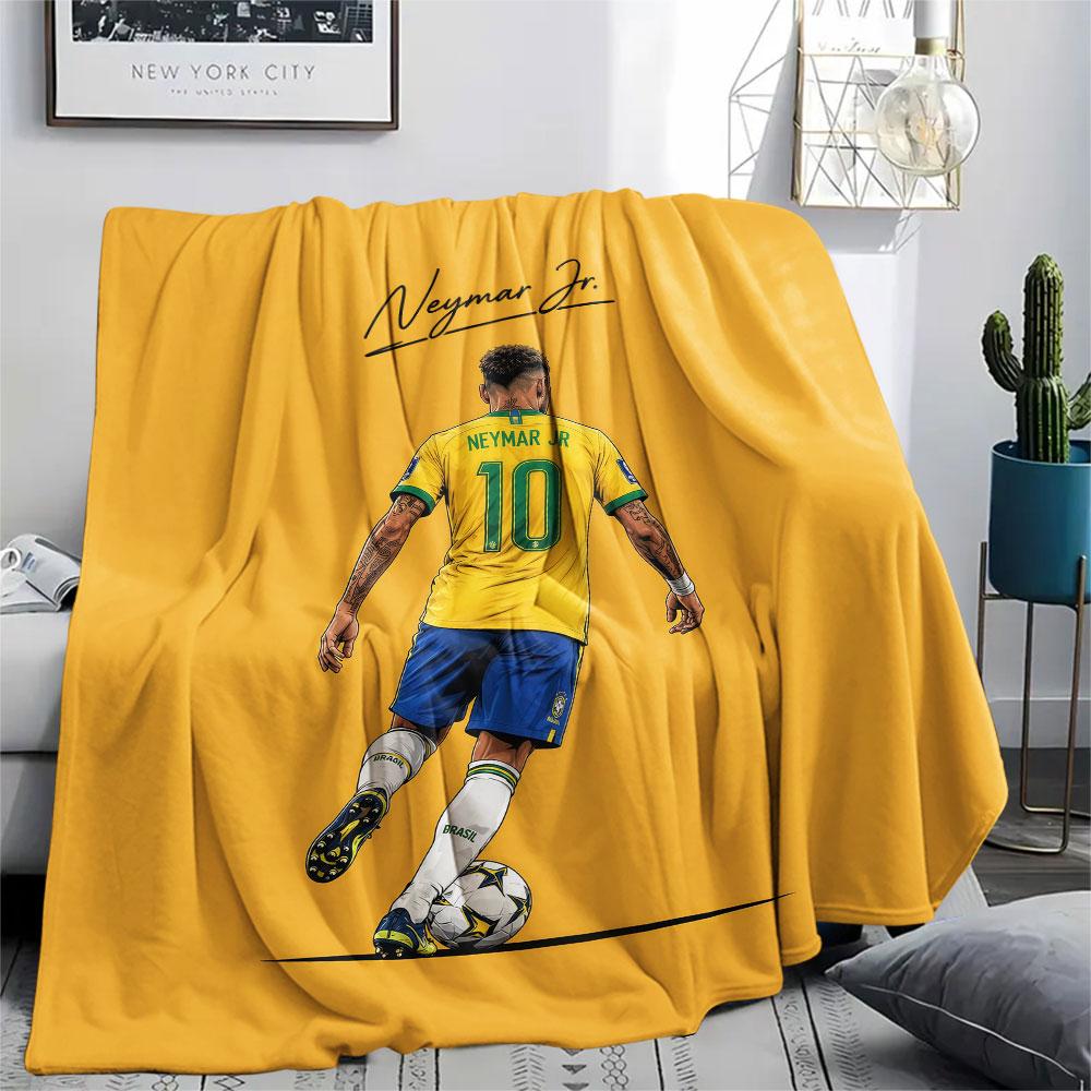 1PC Neymar Jr Patterned Flannel Blanket Suitable For All Seasons for Home Decor Warmth and Comfort Gifts Holiday Present