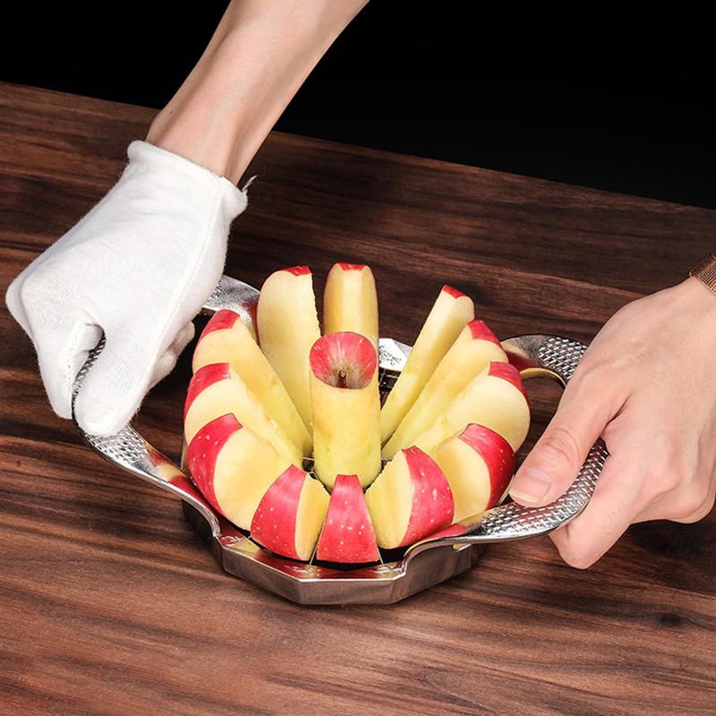 

Яблокорезка Яблокорезка и удалитель сердцевины Цельнометаллическая конструкция Яблокорезка с 12 лезвиями из нержавеющей стали Большая яблокорезка серебряный