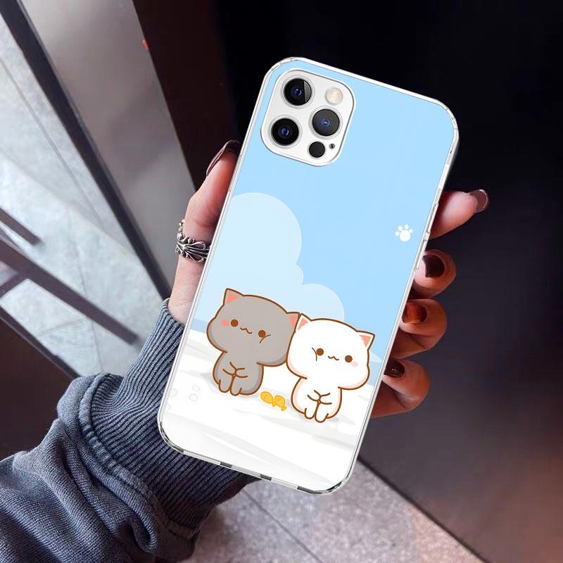 Cute Peach Goma Cat Phone Case For iPhone 17 Air 16 15 Pro Max 14 Plus 13 Mini 12 11 Cover 7 8 SE Silicone Shell Print Fundas 17