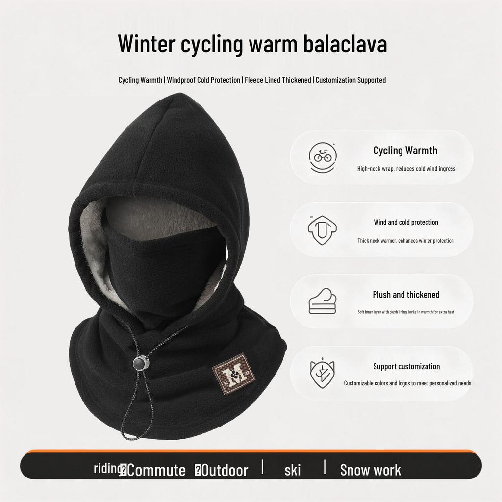 Unisex Windproof Cycling Hat with Face and Neck Protection - Velvet Lined, Thickened for Autumn & Winter