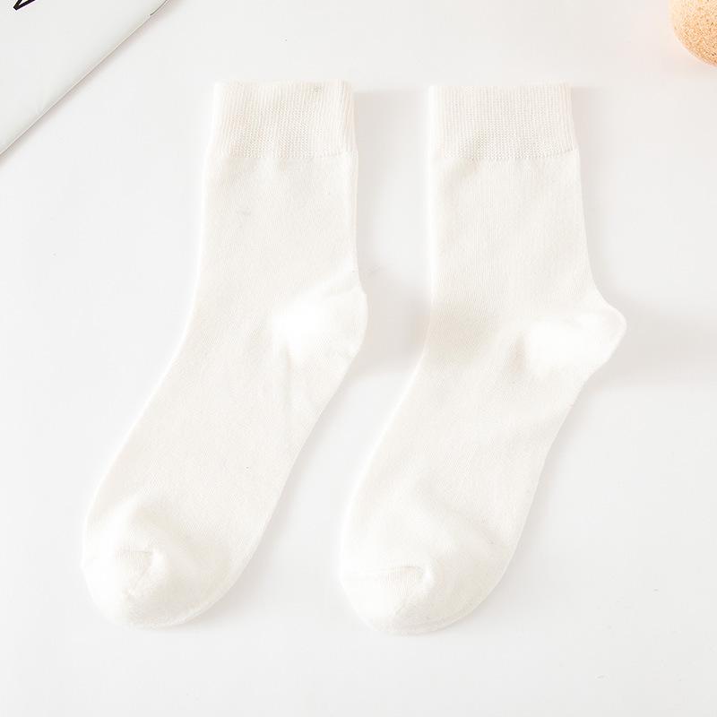 5-Pack Men's Mid-Calf Cotton Socks - Spring & Autumn Collection, Versatile Solid Colors, Breathable & Casual.
