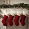 Hanging Knitted Christmas Stocking Large Size Xmas Tree Ornaments Christmas Gift Sock Pendant Worsted Gift Bag Christmas Decor