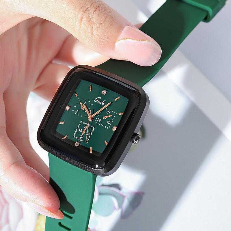 Trendy Temperament Square Simple Casual Student Watch Fashionable Silicone With Large Dial Women'S Quartz Watch
