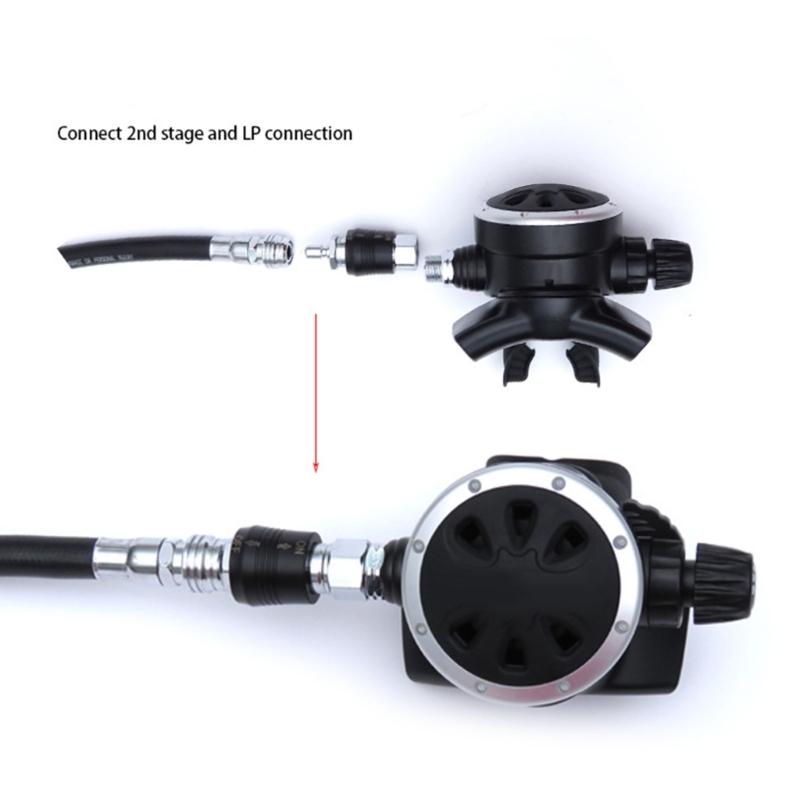 Scubas Diving Regulator Adaptor 9/16 Thread Connector With Switches Low Pressure Quick Interfaces Push Valves Connector