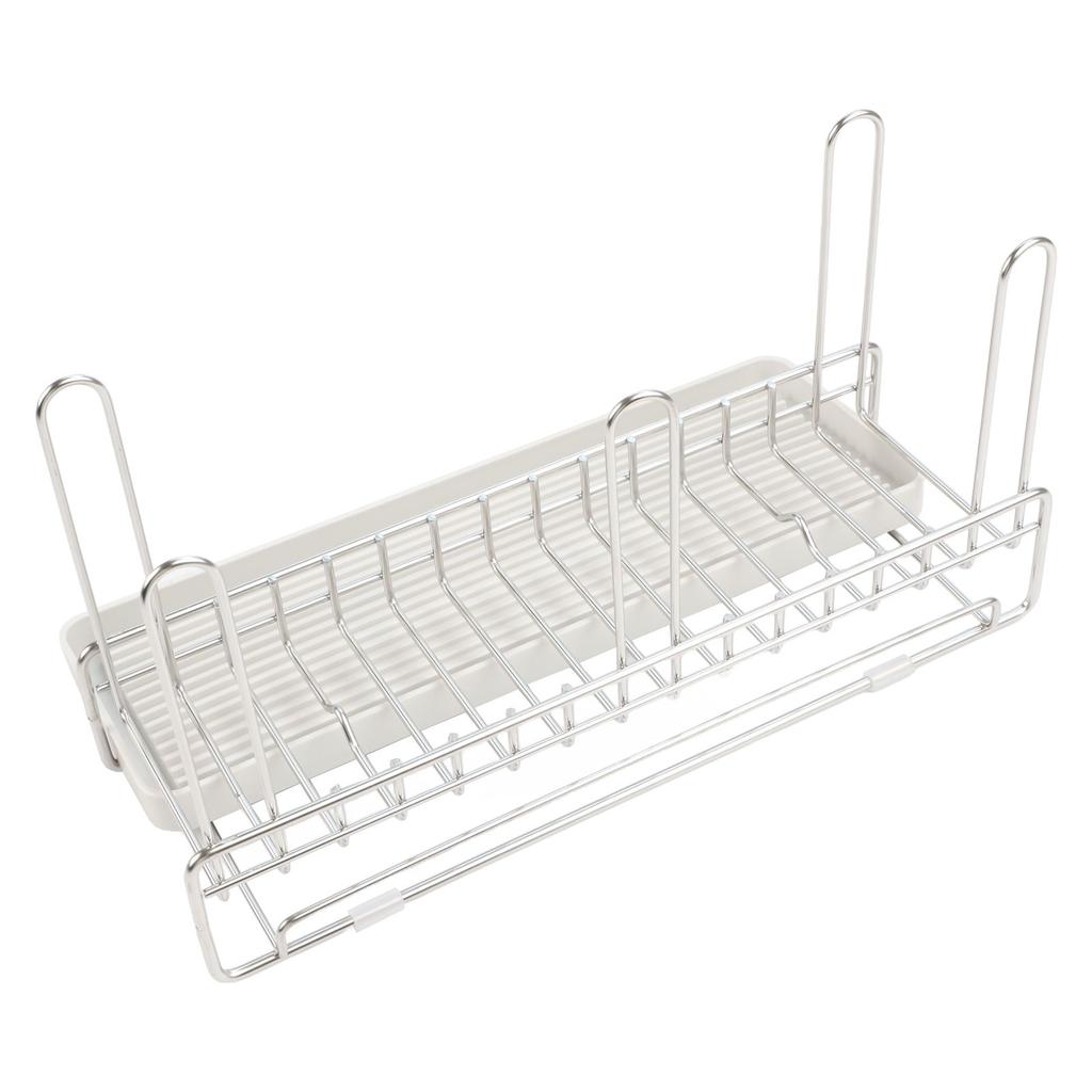 Space Saving Stainless Steel Utensil Drying Rack with Drainage Tray for Kitchen Sink Cabinets and Drawer Organization