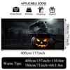 2D multi-purpose Halloween garage door flags, made of polyester, featuring ghost pumpkins and wizard hats design