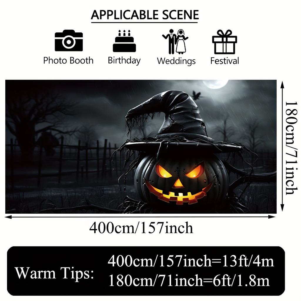 2D multi-purpose Halloween garage door flags, made of polyester, featuring ghost pumpkins and wizard hats design