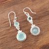 Aqua Chalcedony Gemstone 925 Sterling Silver Handmade Jewelry Bohemian Earrings EE-160-18