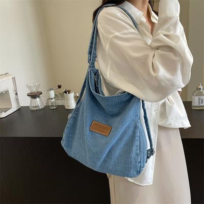 Denimveske Dame Stor Kapasitet Tote Skulderveske Dame Underarmsveske