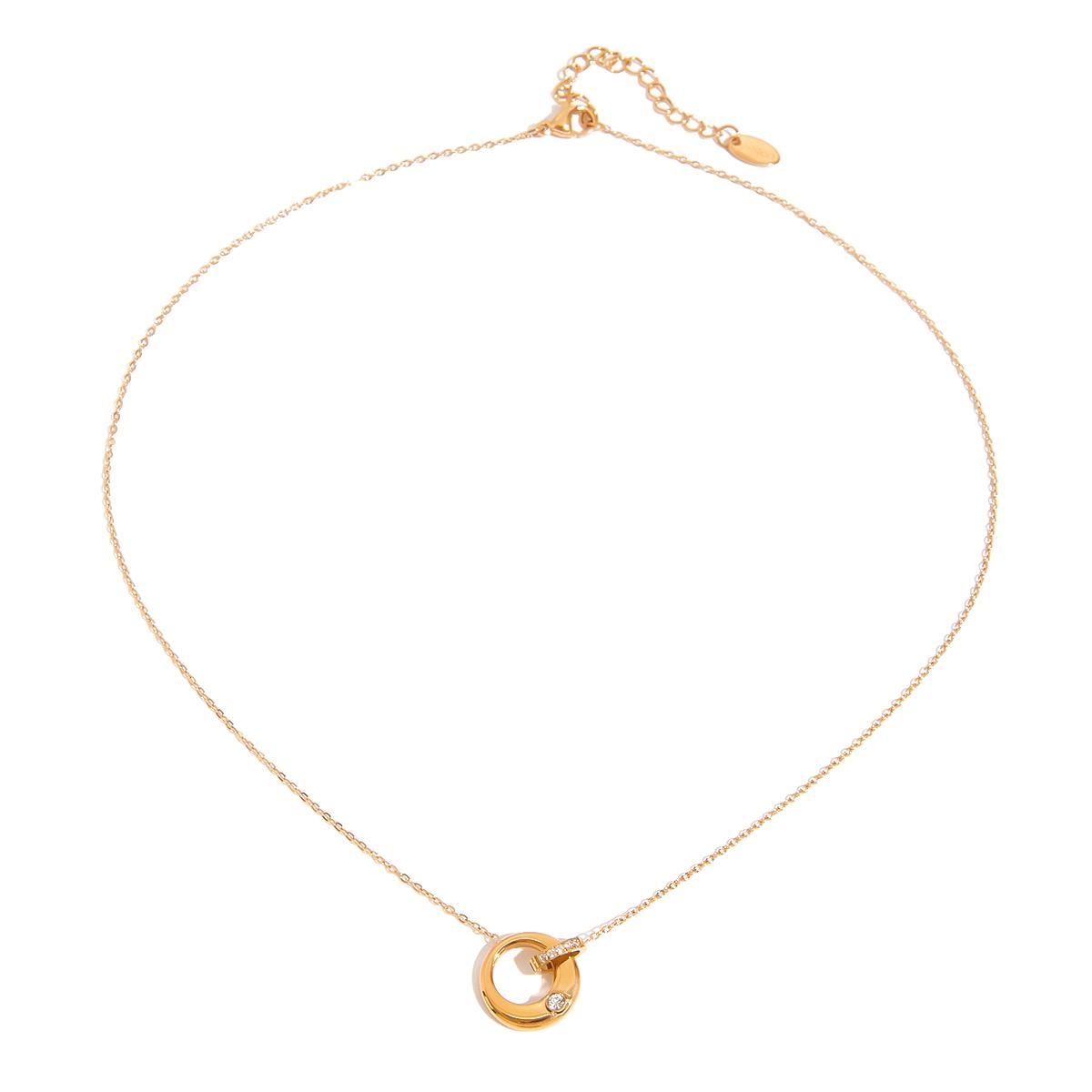 Yori Simple Versatile Stainless Steel Necklace With Interlocking Circles for Women Holiday Fashion Accessories Jewelry Waterproo