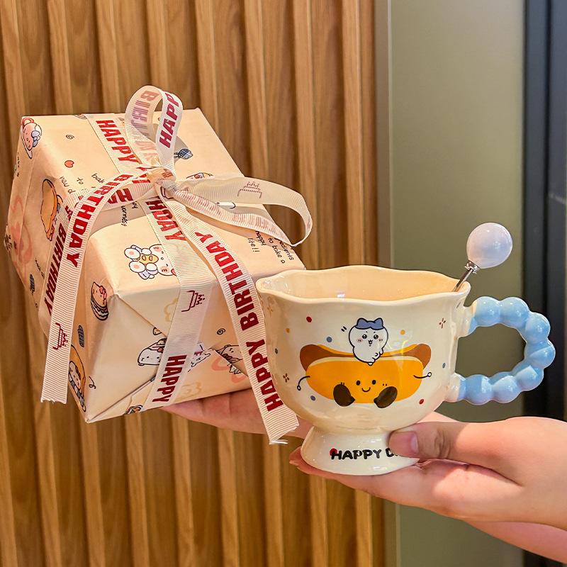 Super roztomilý chlebový hrnek dívčí domácí pitný hrnek kancelářský keramický hrnek snídaňový hrnek dárek k narozeninám