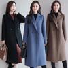 Light Luxury High-End Lady Style Off-White Woolen Coat for Women Thickened Mid Length Woolen Outer Wear