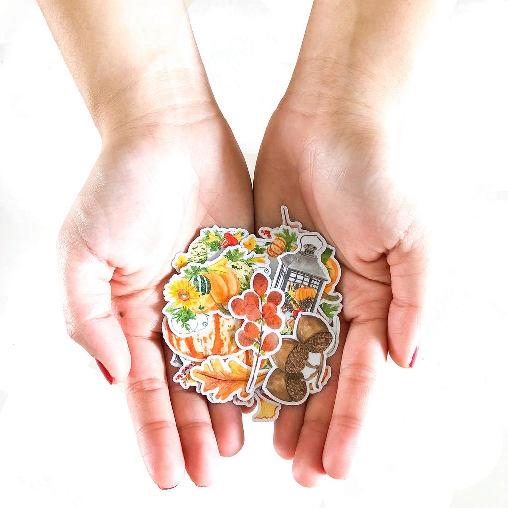 Navy Peony Pumpkin Halloween Watercolor Stickers and Stickers for Water and Journals & (25-Count) - Cute, Water-Resistant, Long-Lasting Bottles,