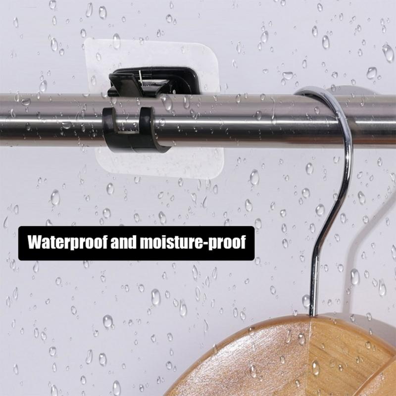 Clear Black Curtain Rod Holders Pack of 4 No Drilling Self-Adhesive Curtains Or Towel Rail Hooks for Hanging Curtains