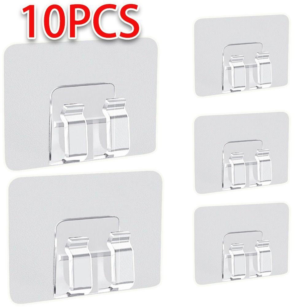 10KS Víceúčelový Silný Viskózový Tyčový Nosný Háček Průhledná Nálepka Závěsný Stojan Sponový Háček Nástěnný